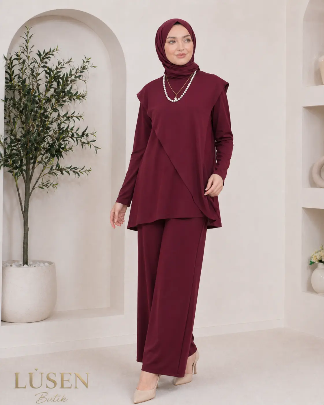 LUSEN BUTİK BORDO TAKIM 